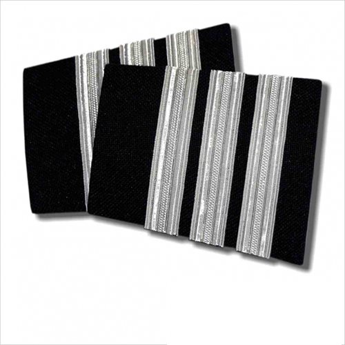 Pilot Epaulets Black - 3 Bar Silver