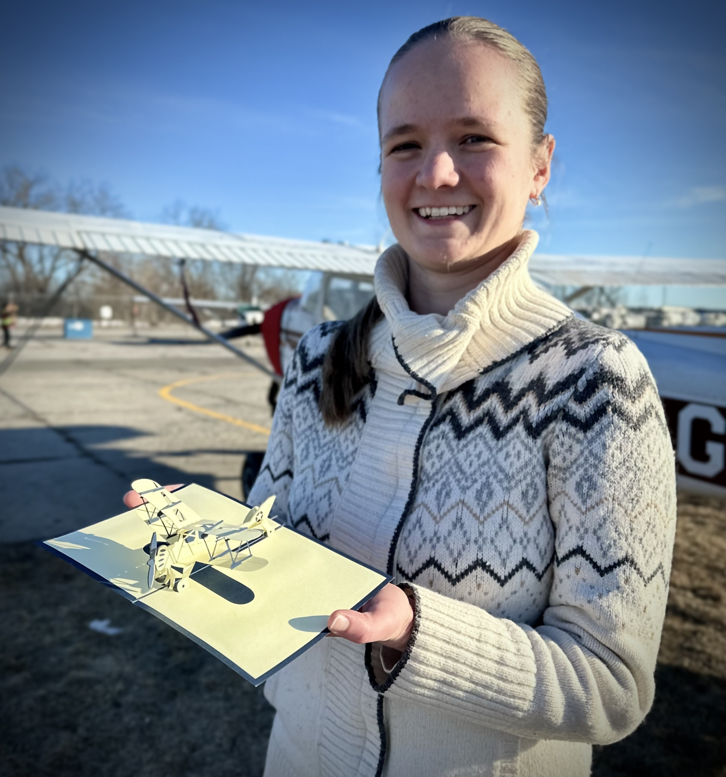 Blue Biplane Pop-Up Card