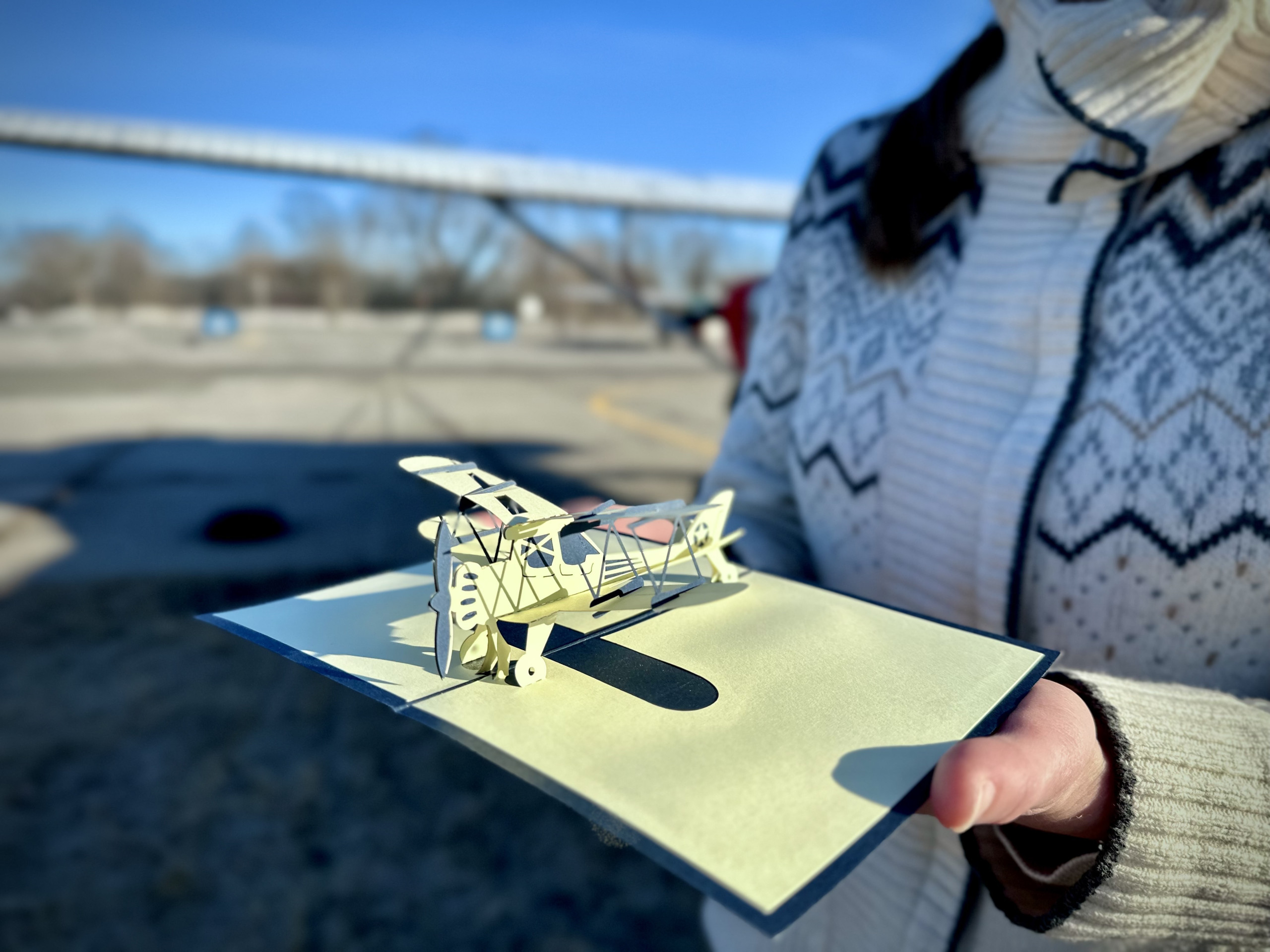 Blue Biplane Pop-Up Card - Image 2